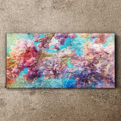 Floral landscape in pastel shades Canvas wall art