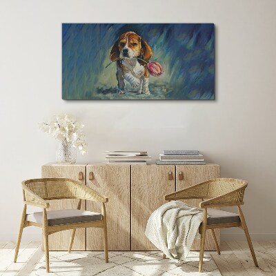 A dog with a rose against the sky Canvas wall art