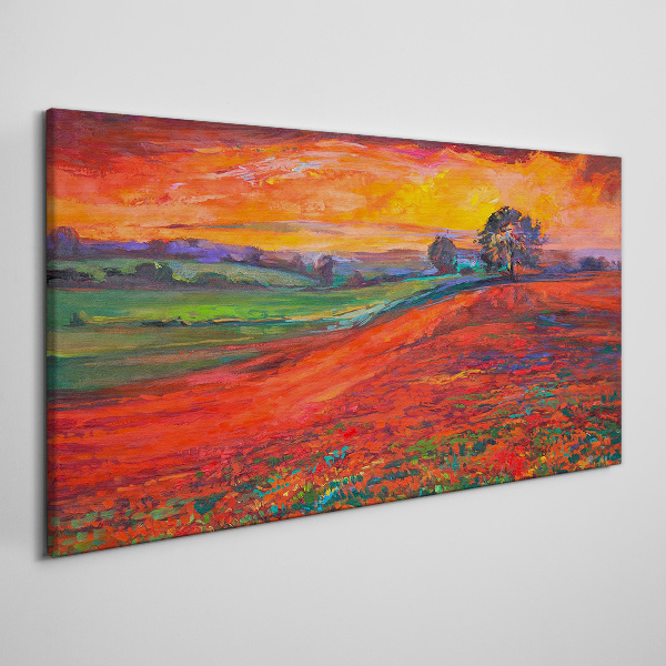 Sunset over the red field Canvas wall art