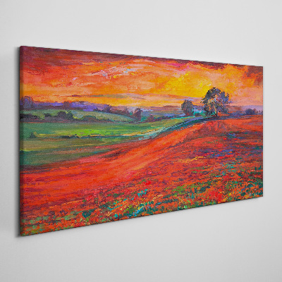 Sunset over the red field Canvas wall art