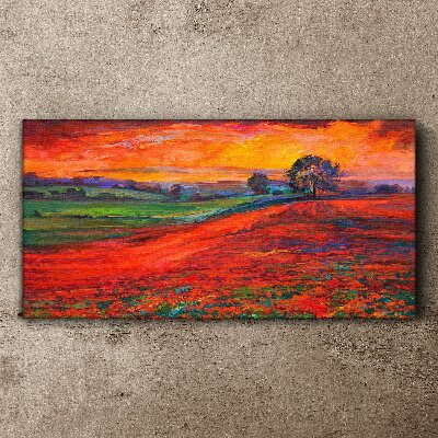 Sunset over the red field Canvas wall art
