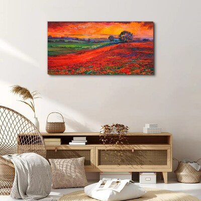 Sunset over the red field Canvas wall art