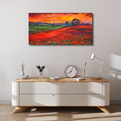 Sunset over the red field Canvas wall art