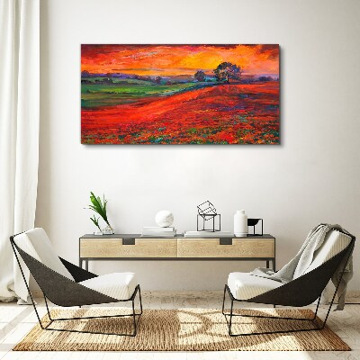 Sunset over the red field Canvas wall art