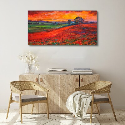 Sunset over the red field Canvas wall art