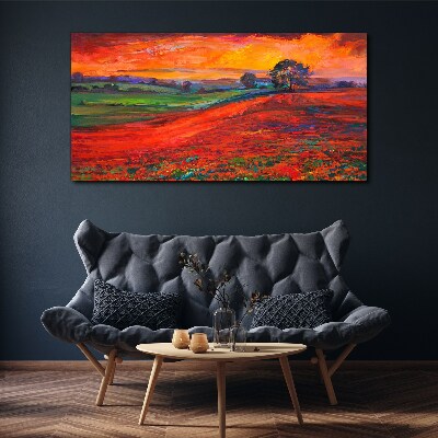 Sunset over the red field Canvas wall art