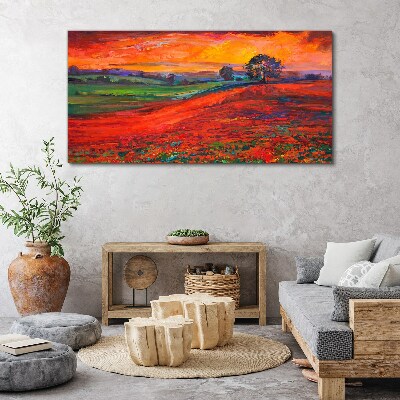 Sunset over the red field Canvas wall art