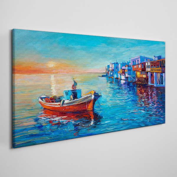A quiet port in the setting sun Print on canvas