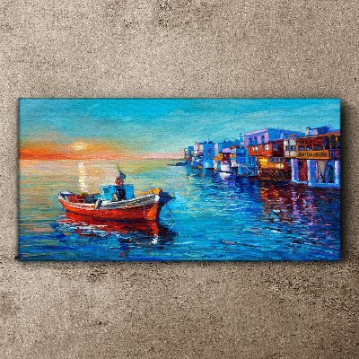 A quiet port in the setting sun Print on canvas