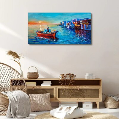 A quiet port in the setting sun Print on canvas