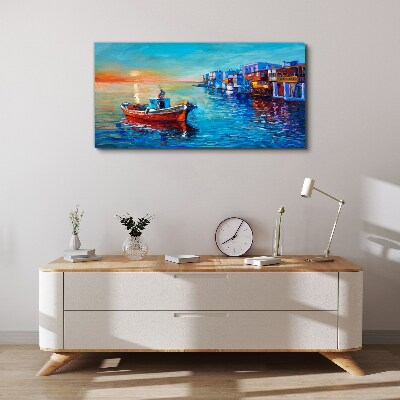 A quiet port in the setting sun Print on canvas