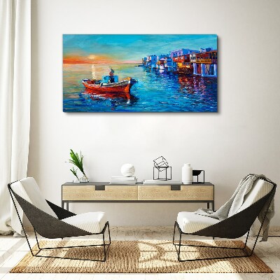 A quiet port in the setting sun Print on canvas
