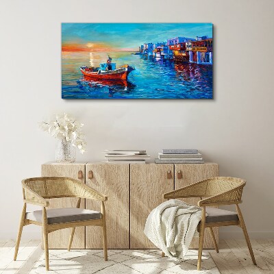 A quiet port in the setting sun Print on canvas