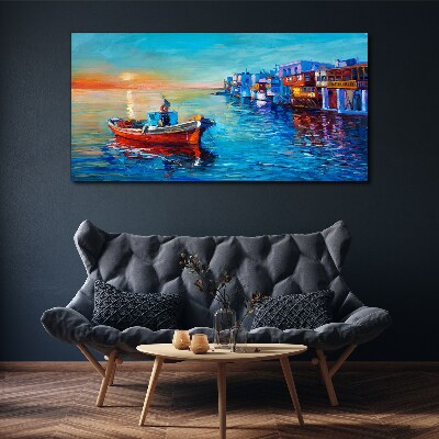 A quiet port in the setting sun Print on canvas