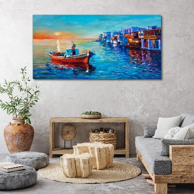A quiet port in the setting sun Print on canvas