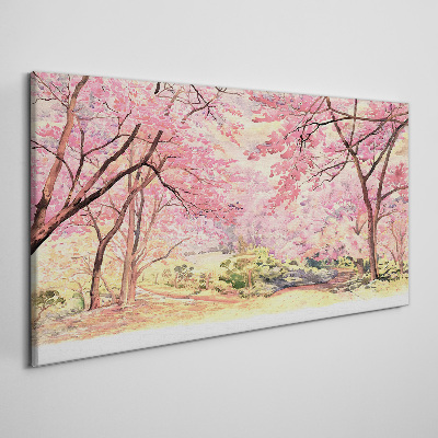 Spring landscape in shades of pink Canvas wall art