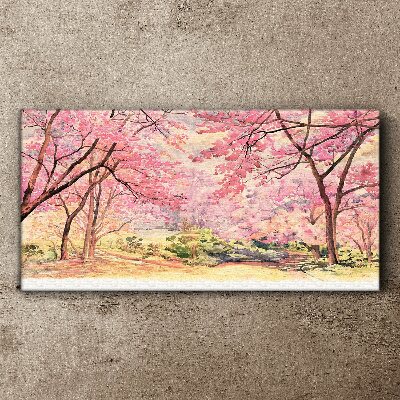 Spring landscape in shades of pink Canvas wall art