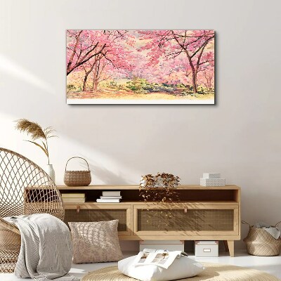 Spring landscape in shades of pink Canvas wall art