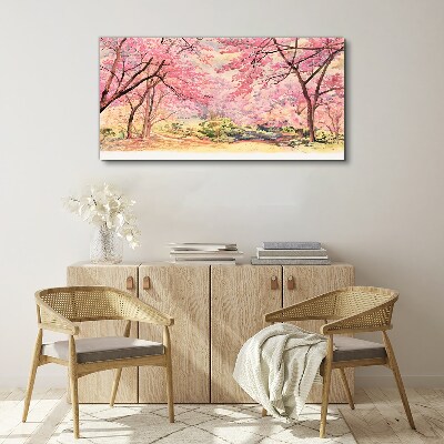 Spring landscape in shades of pink Canvas wall art