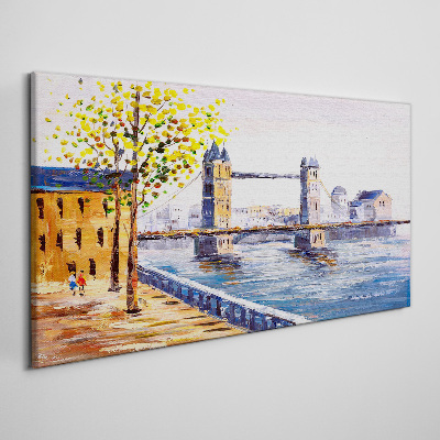 London Bridge with Autumn Trees Print on canvas