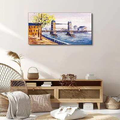 London Bridge with Autumn Trees Print on canvas