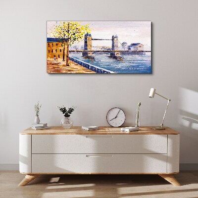 London Bridge with Autumn Trees Print on canvas