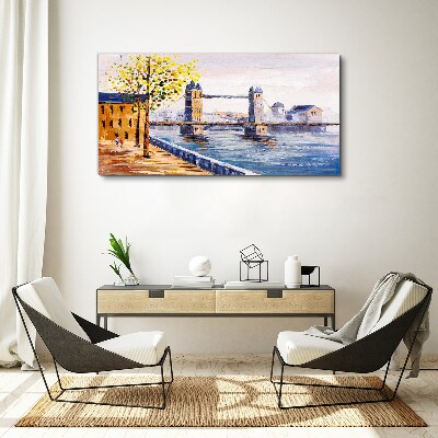 London Bridge with Autumn Trees Print on canvas