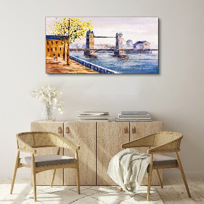 London Bridge with Autumn Trees Print on canvas