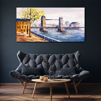 London Bridge with Autumn Trees Print on canvas