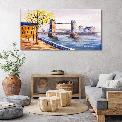 London Bridge with Autumn Trees Print on canvas