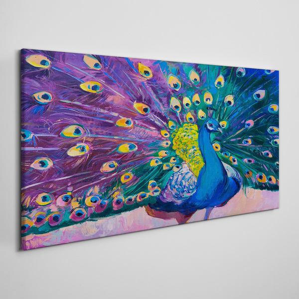 A colorful peacock in spring aura Canvas wall art