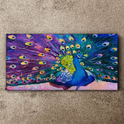 A colorful peacock in spring aura Canvas wall art