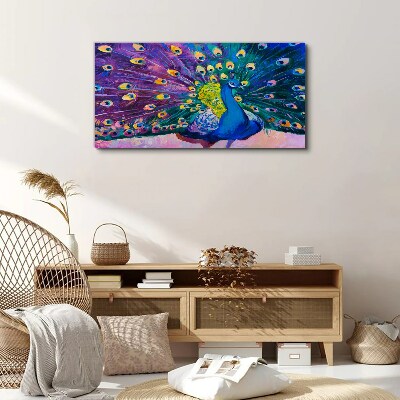 A colorful peacock in spring aura Canvas wall art