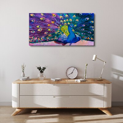 A colorful peacock in spring aura Canvas wall art