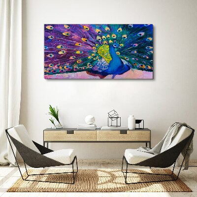 A colorful peacock in spring aura Canvas wall art