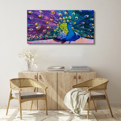 A colorful peacock in spring aura Canvas wall art
