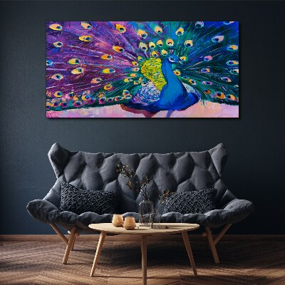 A colorful peacock in spring aura Canvas wall art