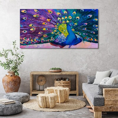 A colorful peacock in spring aura Canvas wall art