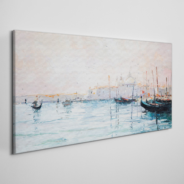 A quiet port in the morning Print on canvas