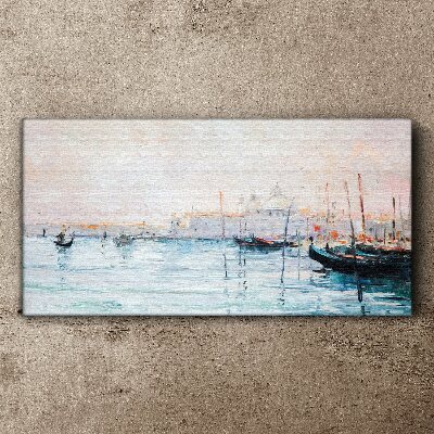 A quiet port in the morning Print on canvas