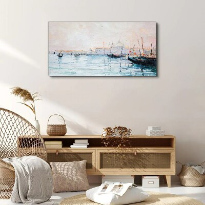 A quiet port in the morning Print on canvas