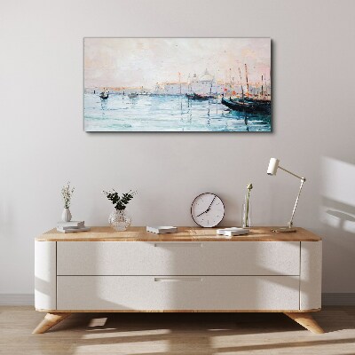 A quiet port in the morning Print on canvas