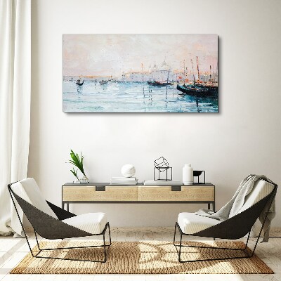 A quiet port in the morning Print on canvas