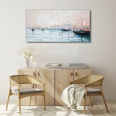 A quiet port in the morning Print on canvas