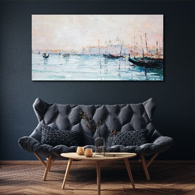 A quiet port in the morning Print on canvas
