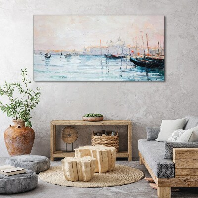 A quiet port in the morning Print on canvas
