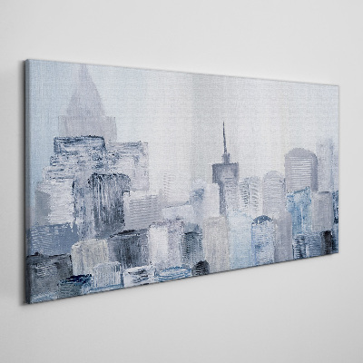 Gray-blue city panorama Print on canvas
