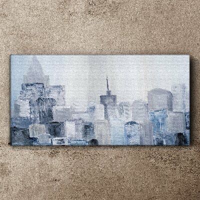 Gray-blue city panorama Print on canvas