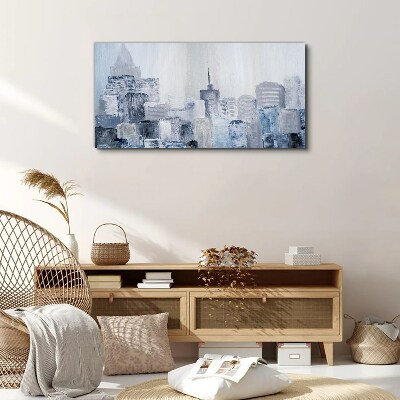 Gray-blue city panorama Print on canvas
