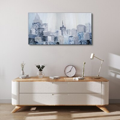 Gray-blue city panorama Print on canvas